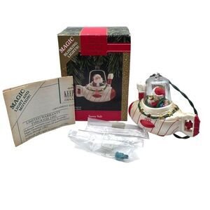 1992 Hallmark Keepsake Magic Light Up Santa Sub USS Peppermint Ornament Vintage